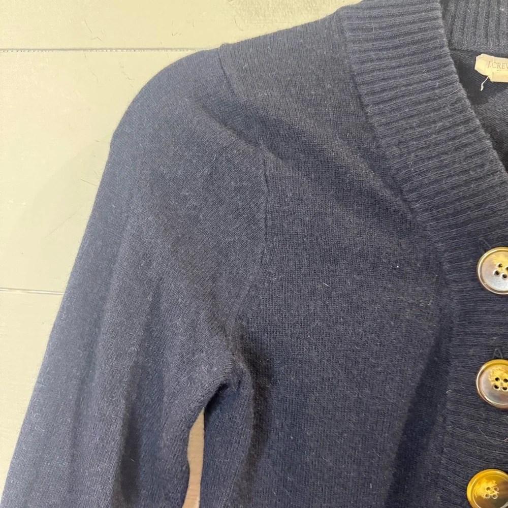 J. Crew | Wool Cashmere Blend Navy Blue Quarter Button-Up Women's Sweater Small